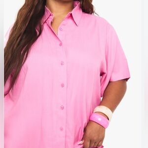 XXL 100% Cotton Pink Button-Up Women's Top